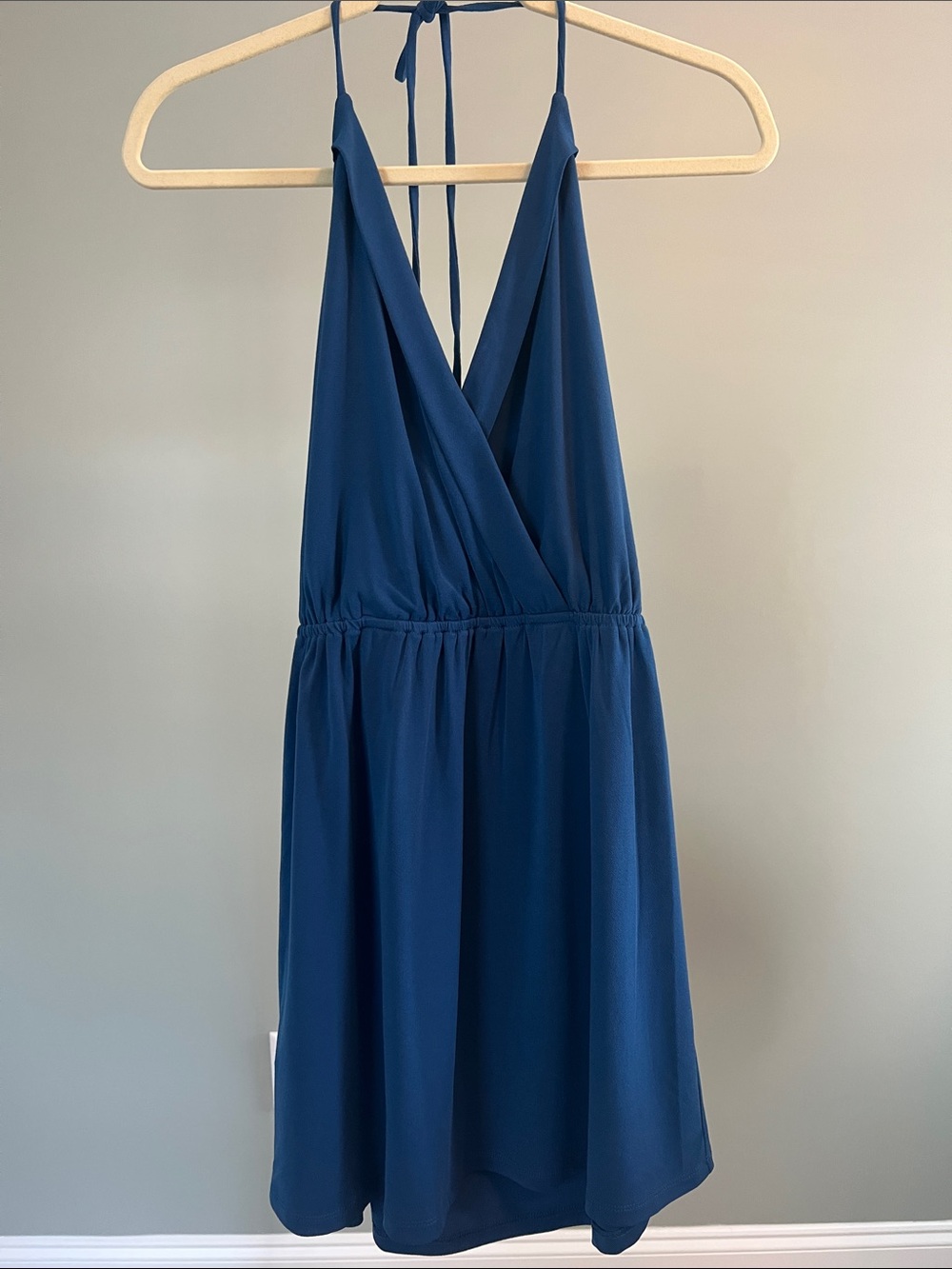 BCBGeneration Deep Blue Halter Wrap Mini Dress